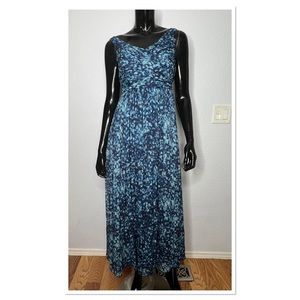 J Crew Silk Chiffon Heidi A-Line Maxi Dress Gown in Watercolor Blue Floral Sz 0
